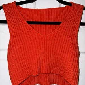 SHEIN Orange Ribbed Crop Tank Top